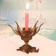 Vintage Handmade Brass Lotus Candle Stand with Elephant Base
