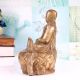 Traditional Japanese Art Brass Meditating Buddha Statue on Lion