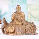 Traditional Japanese Art Brass Meditating Buddha Statue on Lion