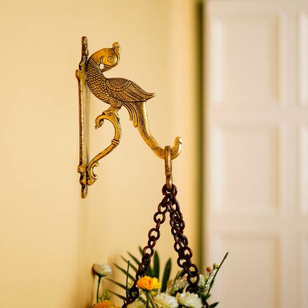 Brass Golden Peacock Design Wall Bracket