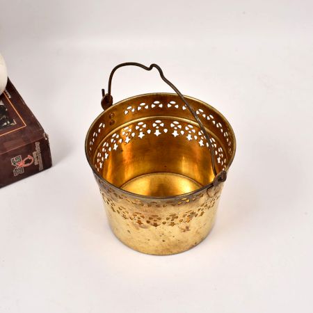 Vintage Handmade Finest Brass Flower Bucket for Decoration