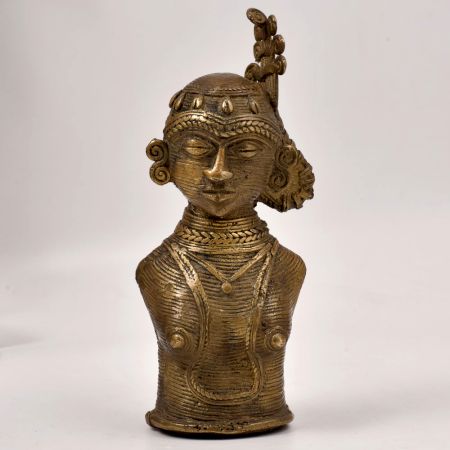 Tribal Art Finest Brass Goddess Parvati Bust Statue for Decor
