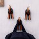Black Brown Ceramic Dog Tail Shaped Wall Hooks-Pack of 3