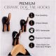 Black Brown Ceramic Dog Tail Shaped Wall Hooks-Pack of 3