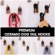 Black Brown Ceramic Dog Tail Shaped Wall Hooks-Pack of 3
