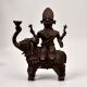 Vintage Brass Statue of God Indra Riding on Elephant for Decor