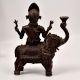 Vintage Brass Statue of God Indra Riding on Elephant for Decor