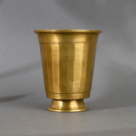 Golden Finish Brass Holy Glass Pot for Rituals and Decoration
