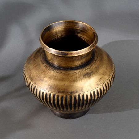 Vintage Finish Brass Water Pot for Hindu Rituals and Decoration