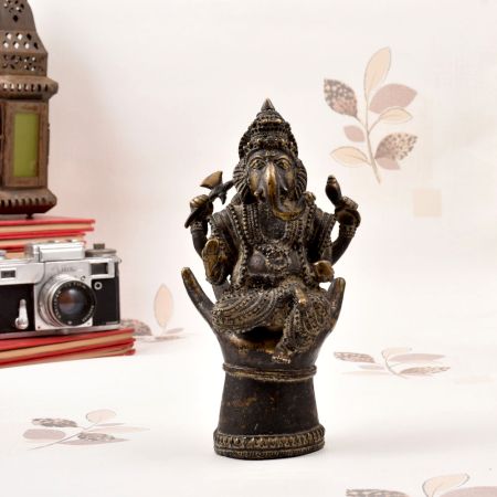 Handmade Tribal Brass Lord Ganesha Statue from Central India