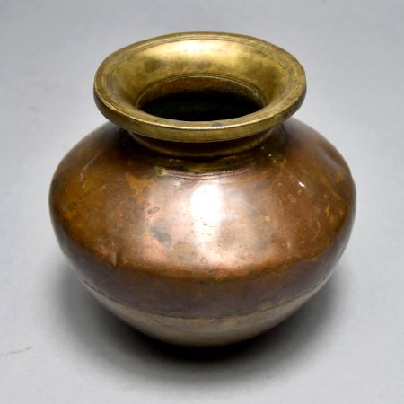 Handmade Brass Copper Holy Ganga Jamuna Water Pot for Rituals