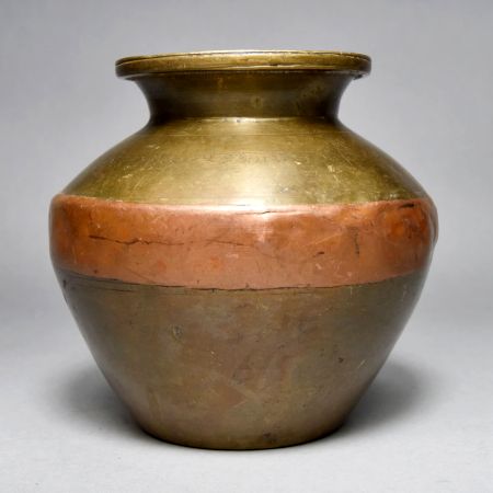 Vintage Brass Copper Ganga Jamuna Water Pot for Prayer Room