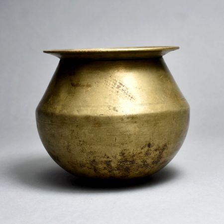 Sturdy Handmade Brass Holy Water Pot from Himachal for Decor