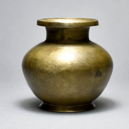 Handmade Brown Vintage Brass Water Pot from South India