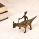Indian Tribal Art Vintage Brass Statue of Animal with Rider