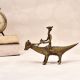 Indian Tribal Art Vintage Brass Statue of Animal with Rider