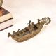 Bengali Art Handmade Brass Peacock Boat for Decoration