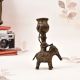 Handmade Bastar Art Brass Statue of Woman on Elephant for Decor