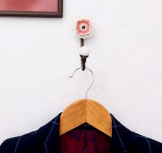 Pink Solid Gold Line Ceramic Hook In Antique Fitting