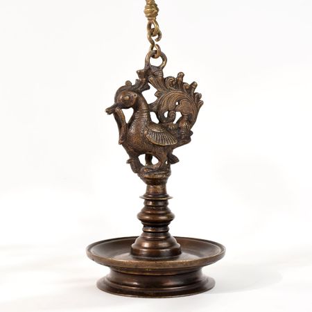 Brass Hanging Villaku Annapakshi Diya Oil Lamp
