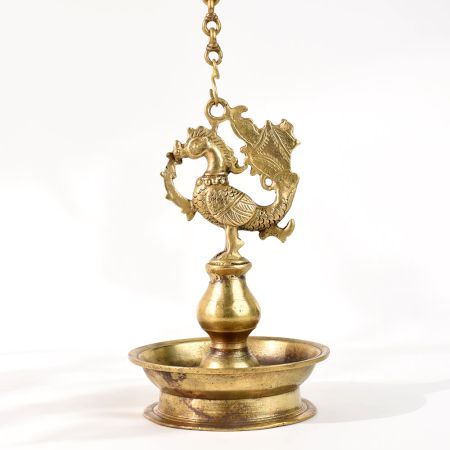 Brass Peacock Thoku Villaku Hanging Diya