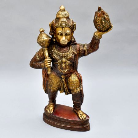 Lord Hanuman In Standing Pose Of Brass Material