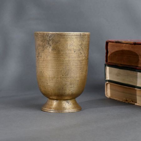 Vintage Holy Brass Glass Traditional Handcrafted Tumbler for Pooja Rituals and Home Decor