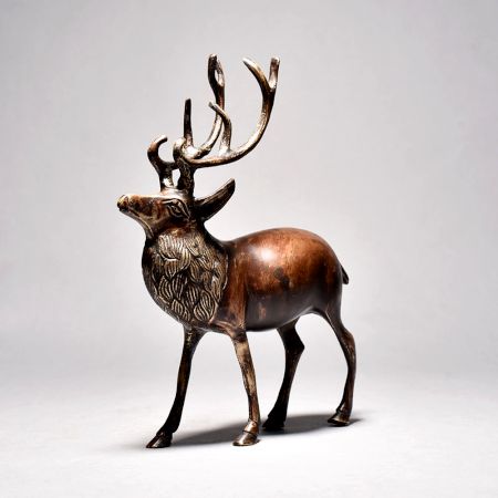 Antique Finish Deer Standing In English Art