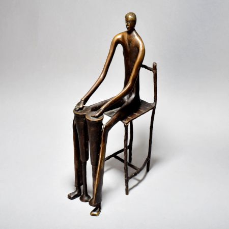 English Art Work Boy Sitting On Chair Of Brass