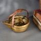 Vintage Brass and Copper Serving Pot Handcrafted Water Vessel with Handle and Spout