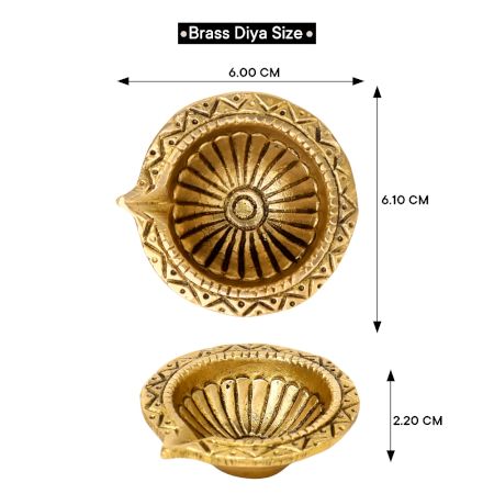 Tribal Design Round Brass Oil Lamp Diya
