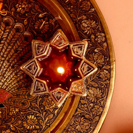 Brass Starry Flower Oil Lamp Diwali Decoration Gift