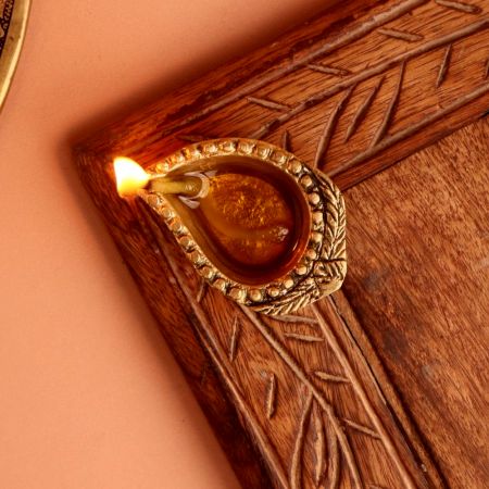 Brass Mango Shaped Oil Lamp Gifting Diya
