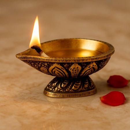 Brass Single Wick Traditional Brass Oil Diya