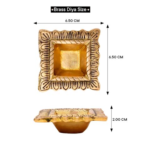 Brass Engraved Square Oil Lamp Diya