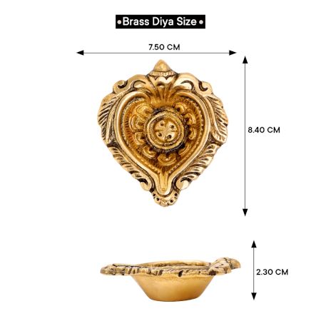 Brass Heart Shaped Oil Lamp Diya