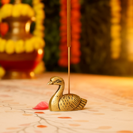 Antique Golden Brass Mini Duck Agarbatti Holder Stand