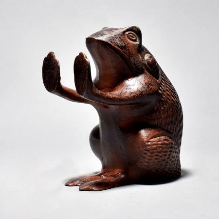 Elegant Metal Frog Sitting Figurine - English Art