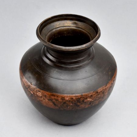 Holy Water Pot Made of Two Metals in Himalayan Art