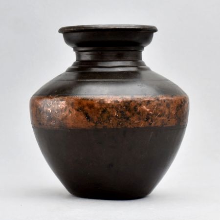 Holy Water Pot Made of Two Metals in Himalayan Art