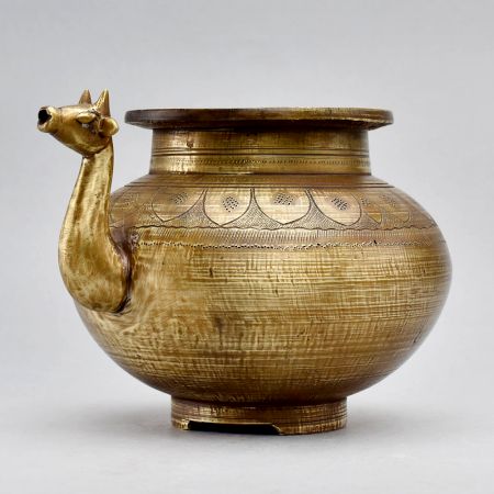 Vintage Pot with Carvings and Animal Spout
