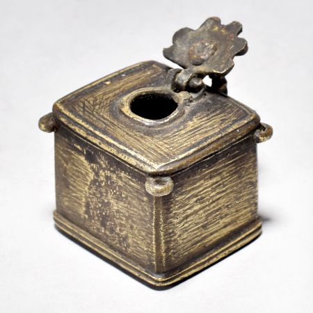 Vintage Brass Ink Pot with Bird Neck Lid