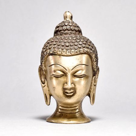 Elegant Brass Lord Buddha Head Sculpture