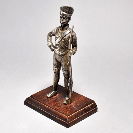 Handcrafted Vintage Soldier Figurine with Wooden Base