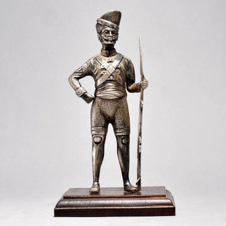 Handcrafted Vintage Soldier Figurine with Wooden Base