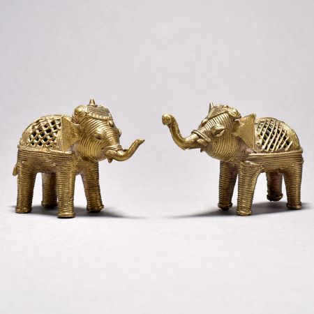 Unique Tribal Art Elephant Pair small size