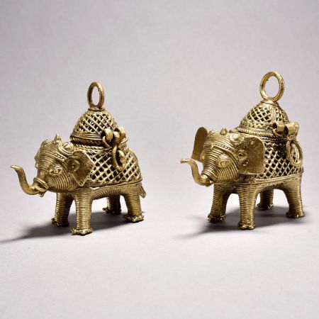 Tribal Art Elephant Pair with Decorative Box