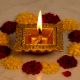 Brass Engraved Square Oil Lamp Diya
