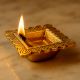 Brass Engraved Square Oil Lamp Diya