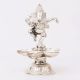 Brass Dancing Ganesha Statue With Five Diyas In Nickel Finish